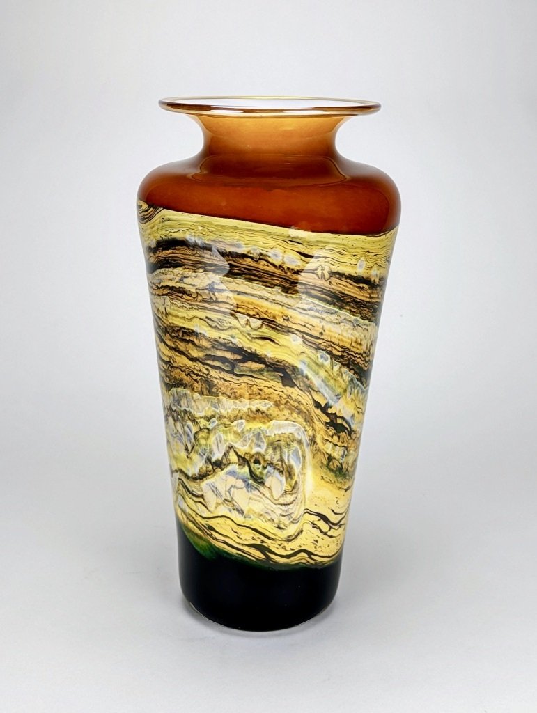 Strata Large Traditional Urn in Tangerine Glass