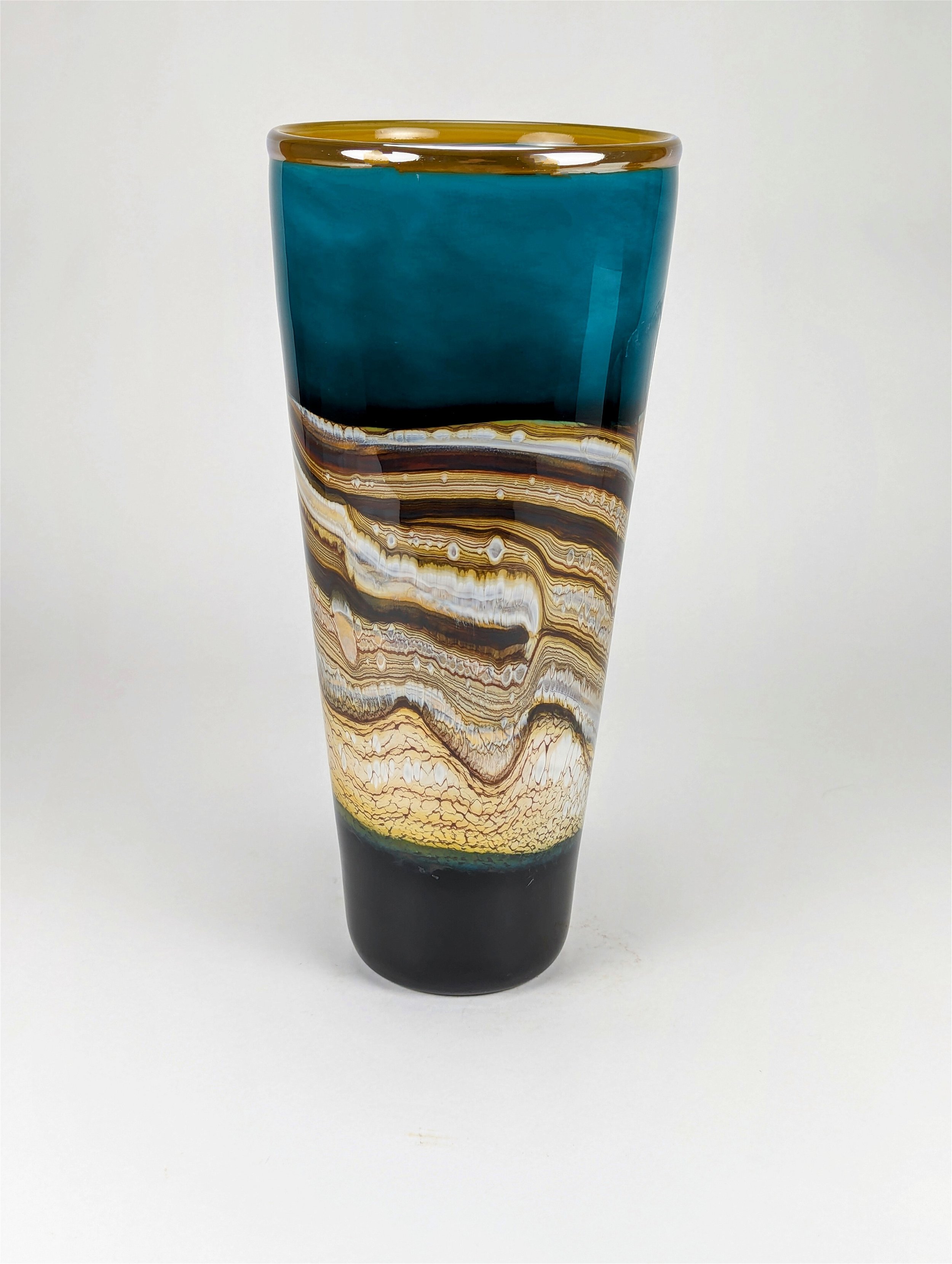 Strata Small Cone Vase in Sage Glass