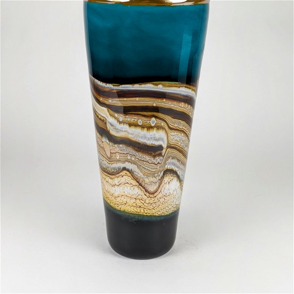 Closeup photo of Strata Small Cone Vase in Sage Glass