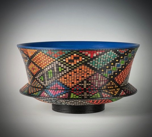 Flanged Bowl Segmented Wood Basket Illusion Vessel