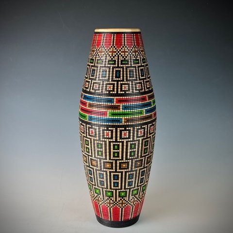 Closeup photo of Maple Segmented Wood Basket Illusion Vase