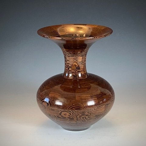 Closeup photo of Segmented Wood Vase in Wenge