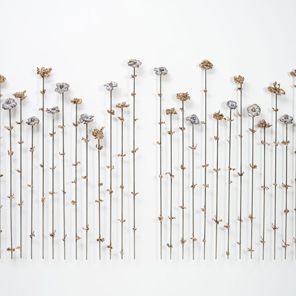 Closeup photo of Jardin de Fleurs Bronze Wall Sculpture - Camellias