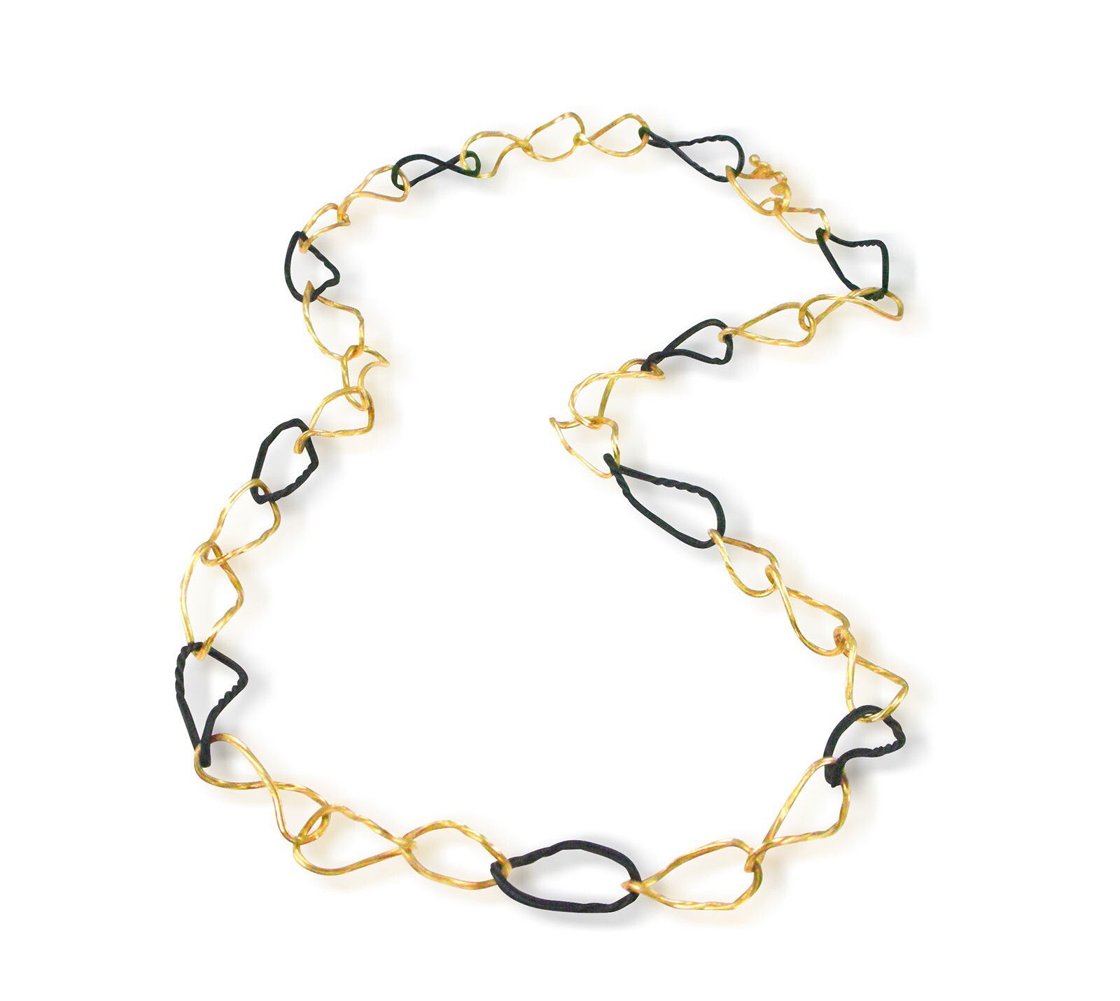 Clover Linked Necklace in in Black Chrome and 18kt Yellow Gold - 22"