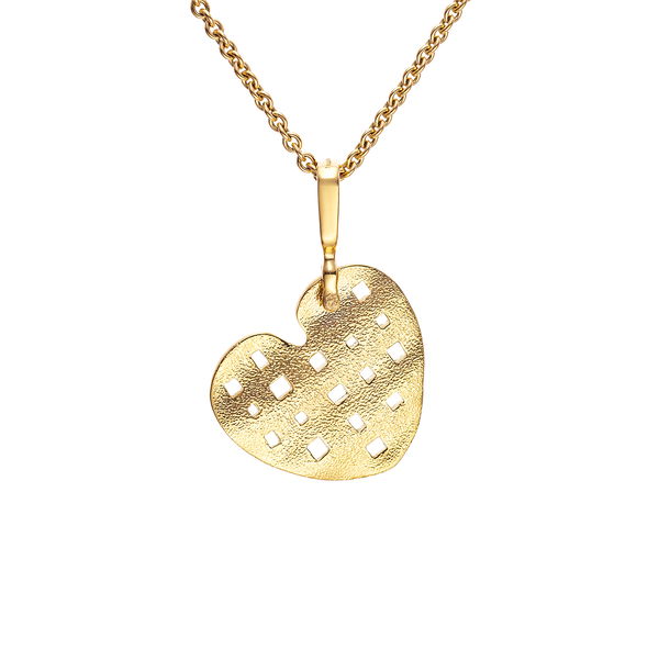 Closeup photo of Heart Pendant Necklace in 18kt Yellow Gold