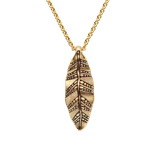 Closeup photo of Leaf 2 Pendant Necklace in 18kt Yellow Gold