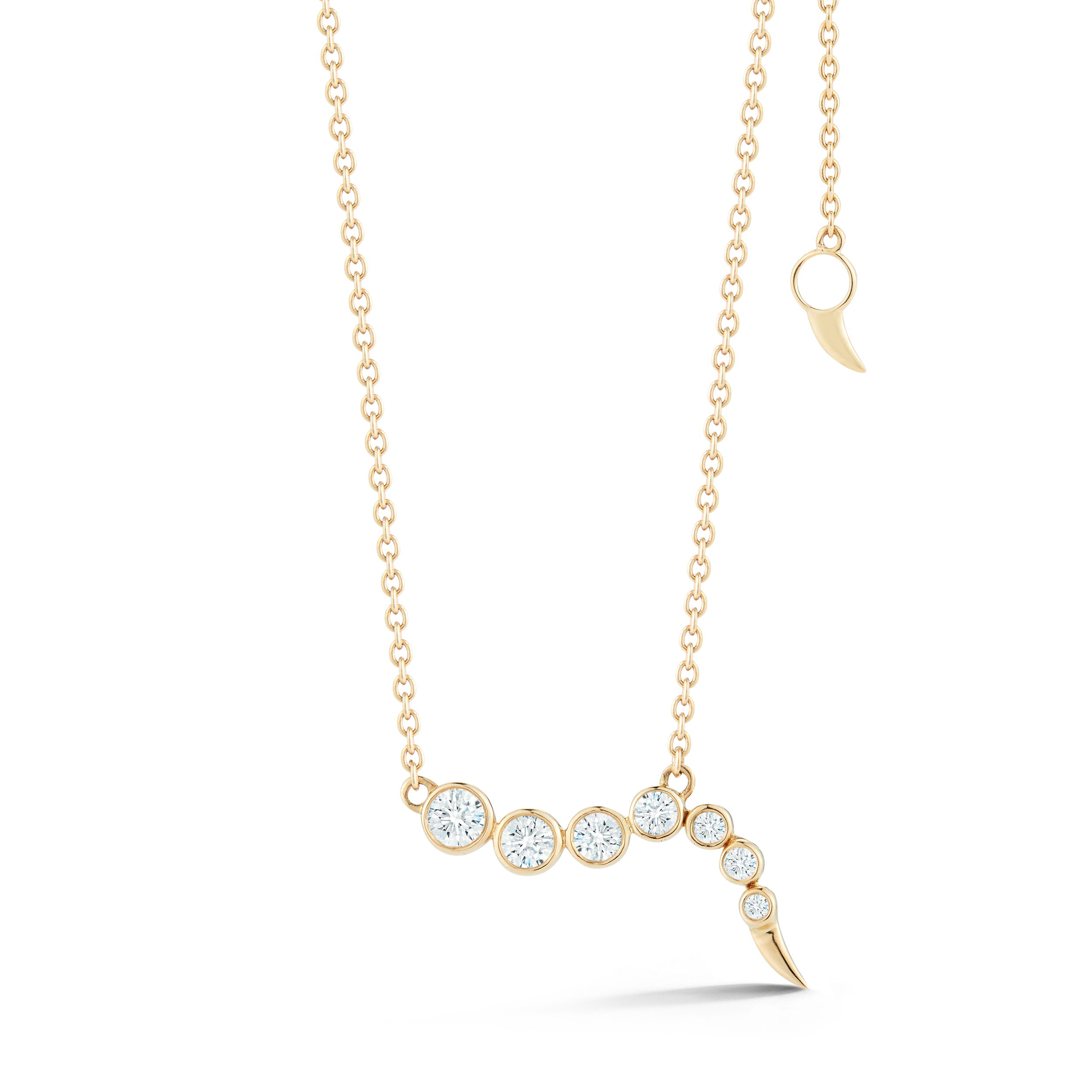 Delphina Inline Articulated Necklace with White Diamonds in 18kt Yellow Gold