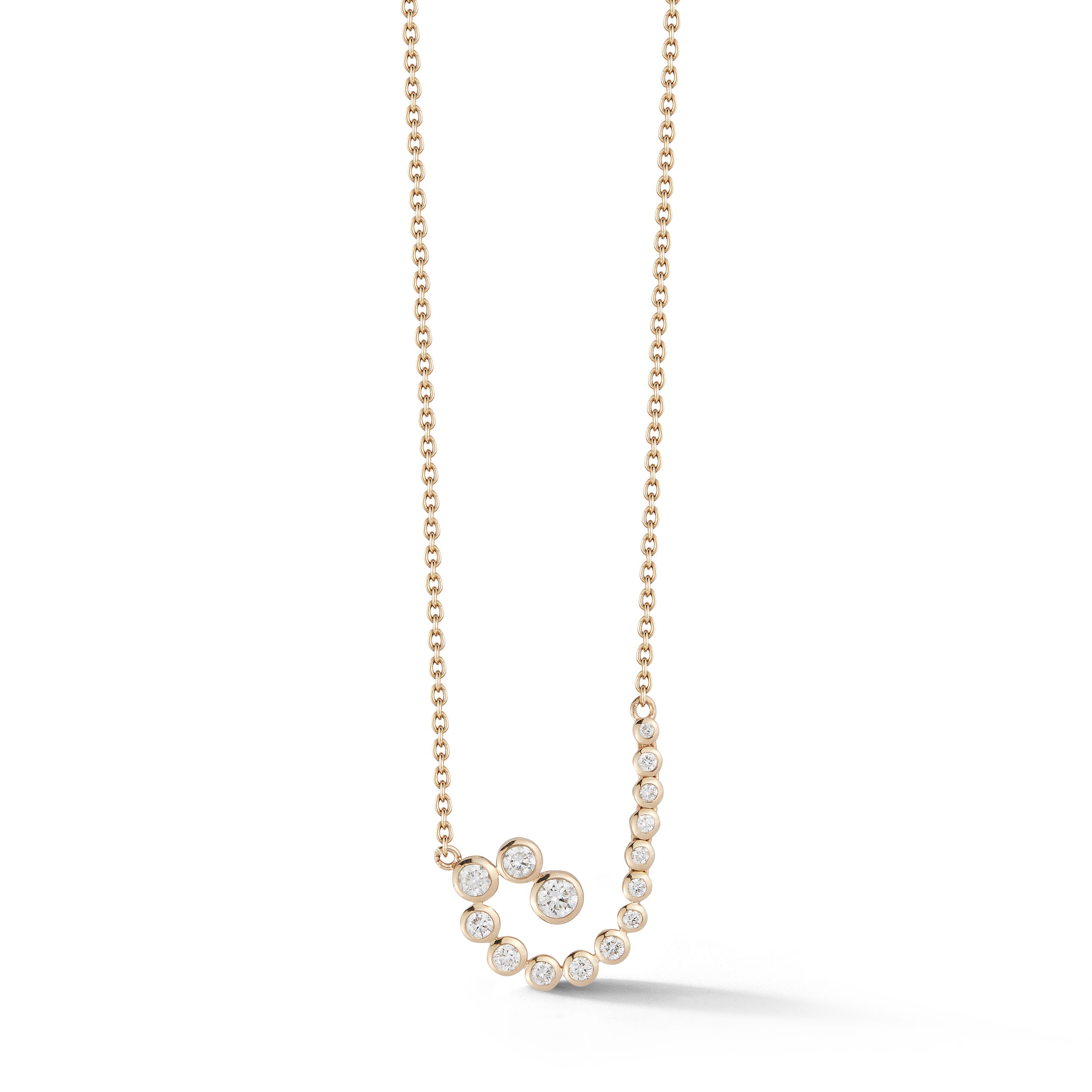 Spiralis Small Inline Necklace with White Diamonds in 18kt Yellow Gold