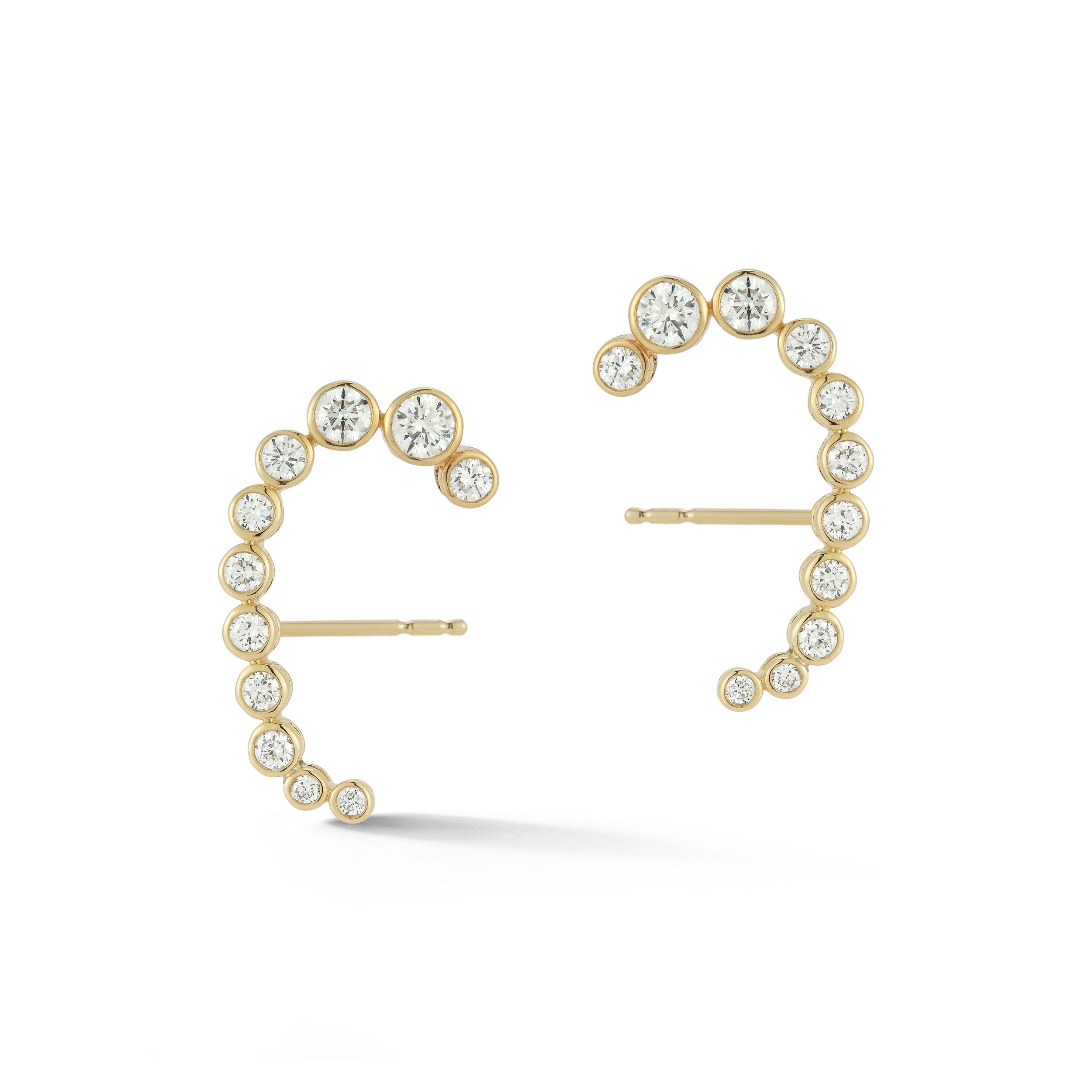 Polaris Front Facing Small Hoop Earrings with White Diamonds in 18kt Yellow Gold