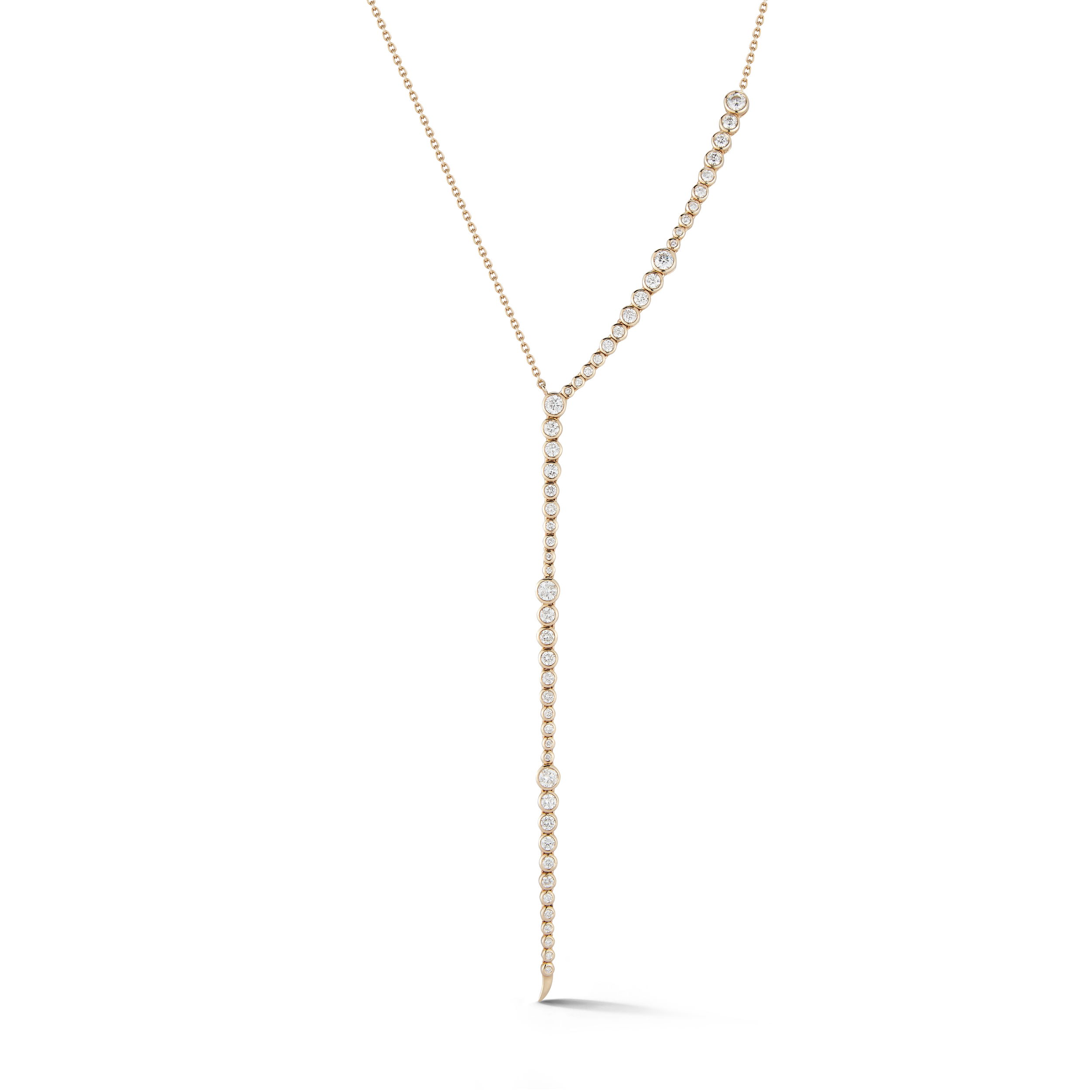 Simone Lariat Drop Necklace with White Diamonds in 18kt Yellow Gold