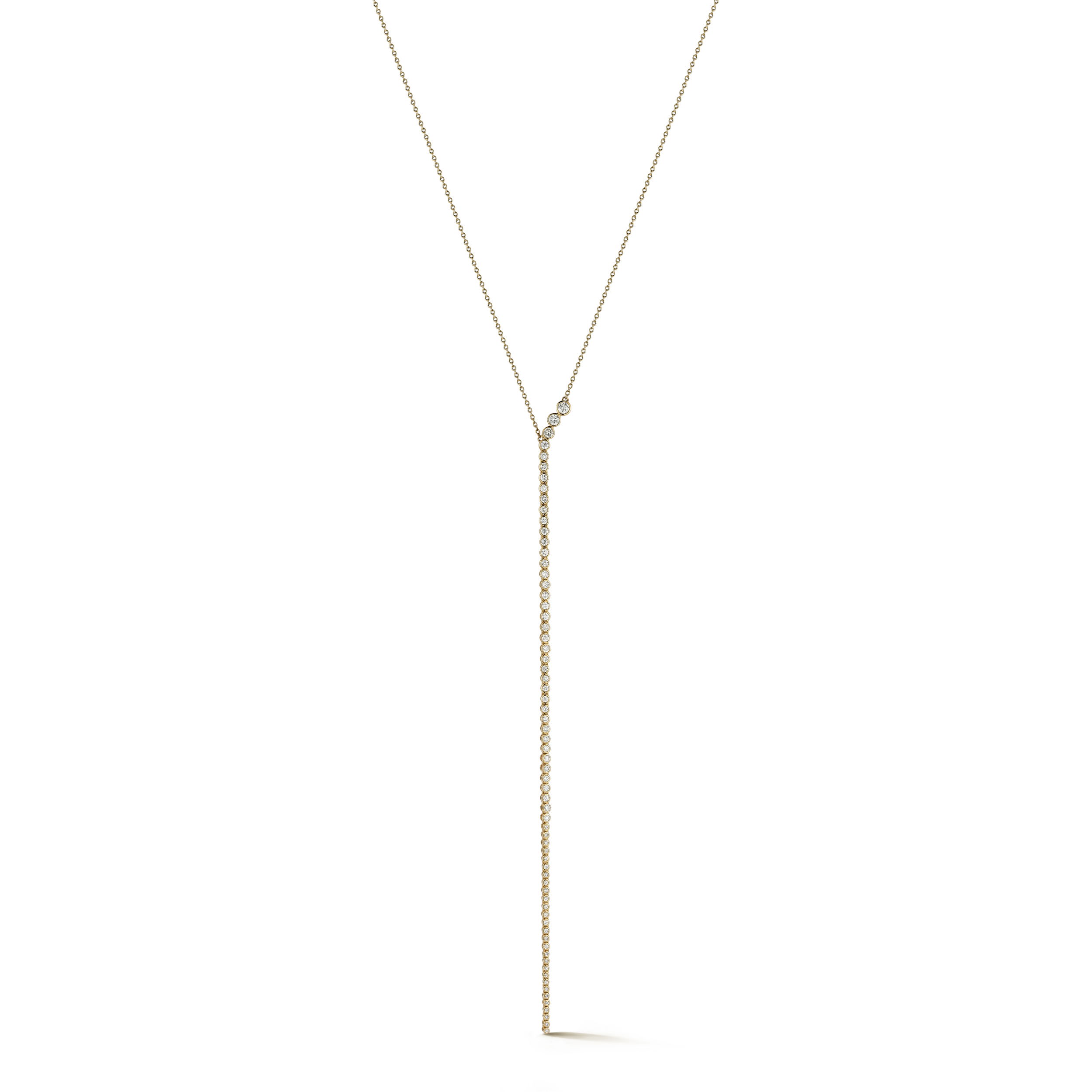 Victoria Falls Lariat Drop Necklace with White Diamonds in 18kt Yellow Gold