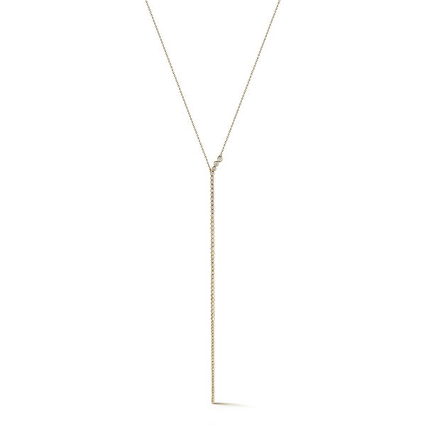 Closeup photo of Victoria Falls Lariat Drop Necklace with White Diamonds in 18kt Yellow Gold