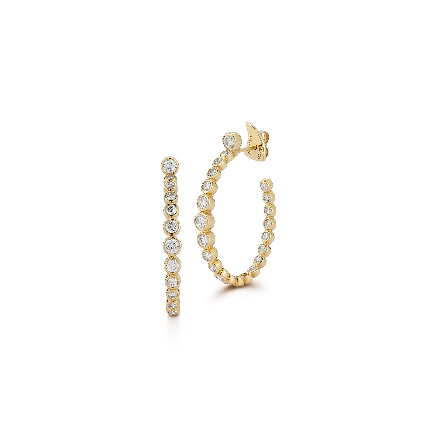 Orta Hoop Earrings with White Diamonds in 18kt Yellow Gold