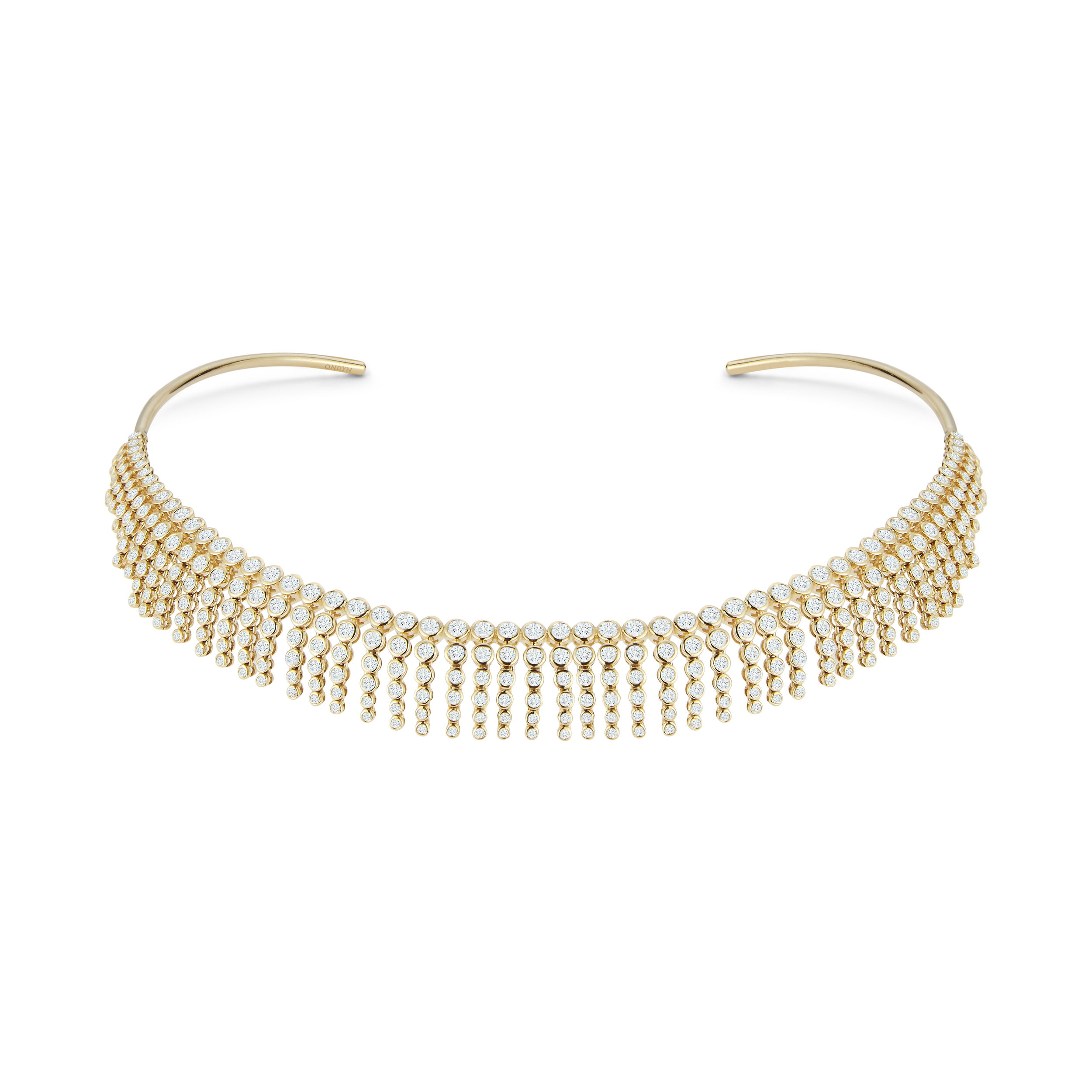 Frise Articulated Collar Necklace with White Diamonds in 18kt Yellow Gold