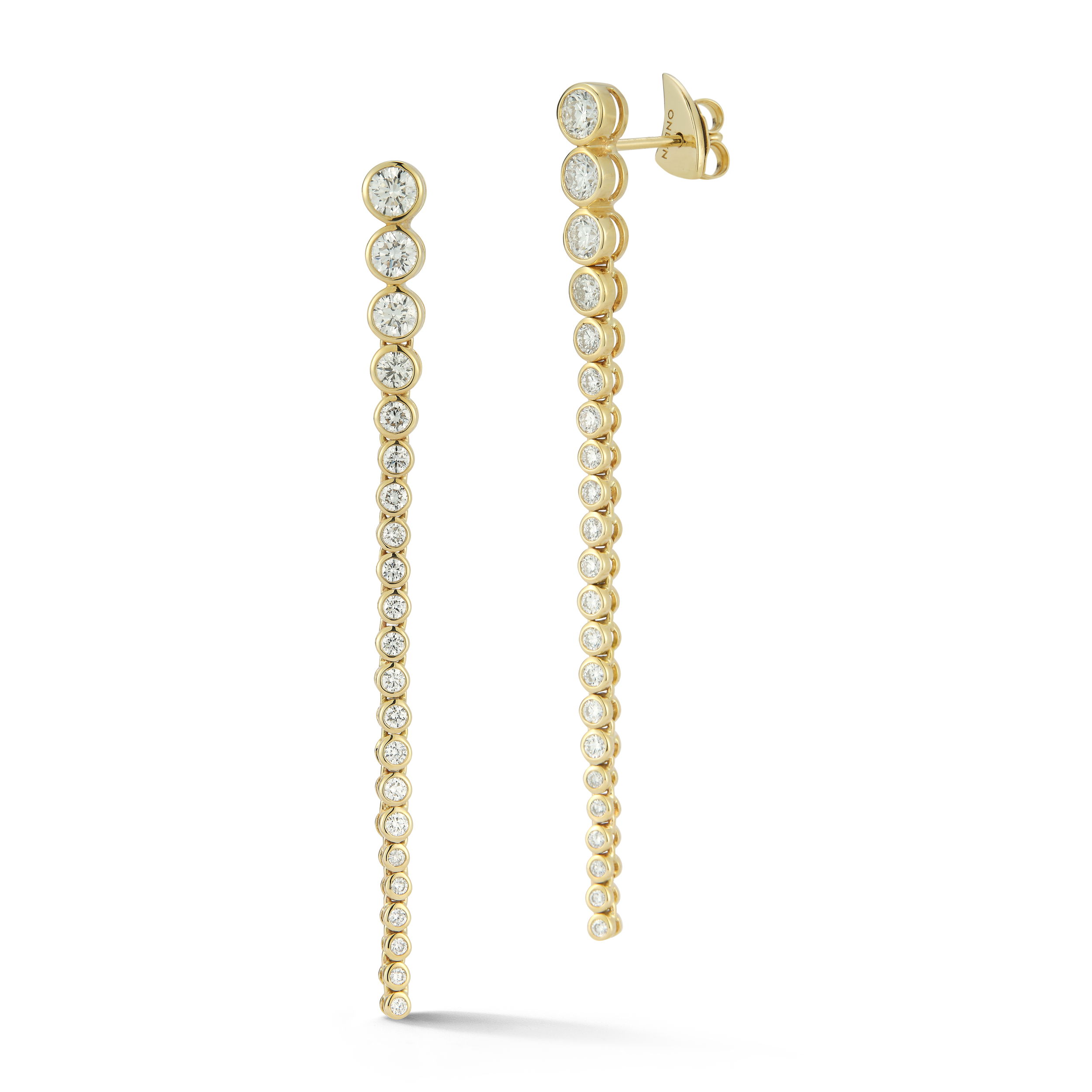 Imperial Continuum Dangle Earrings with White Diamonds in 18kt Yellow Gold