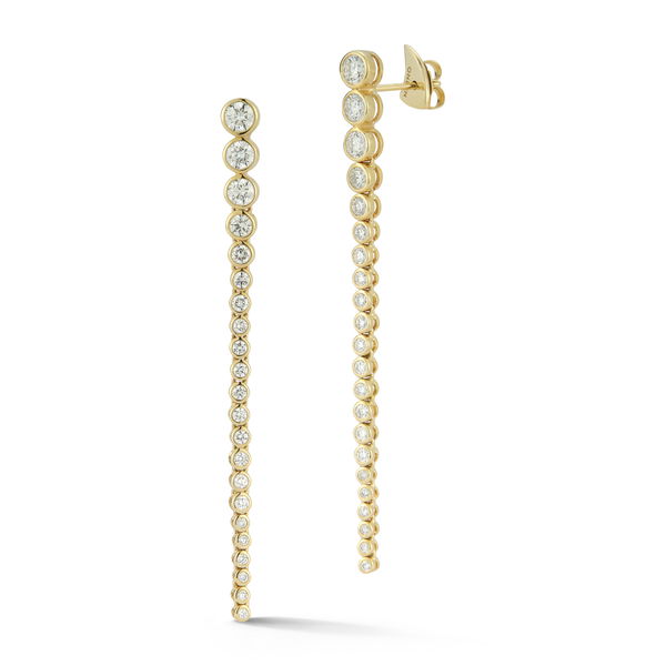 Closeup photo of Imperial Continuum Dangle Earrings with White Diamonds in 18kt Yellow Gold