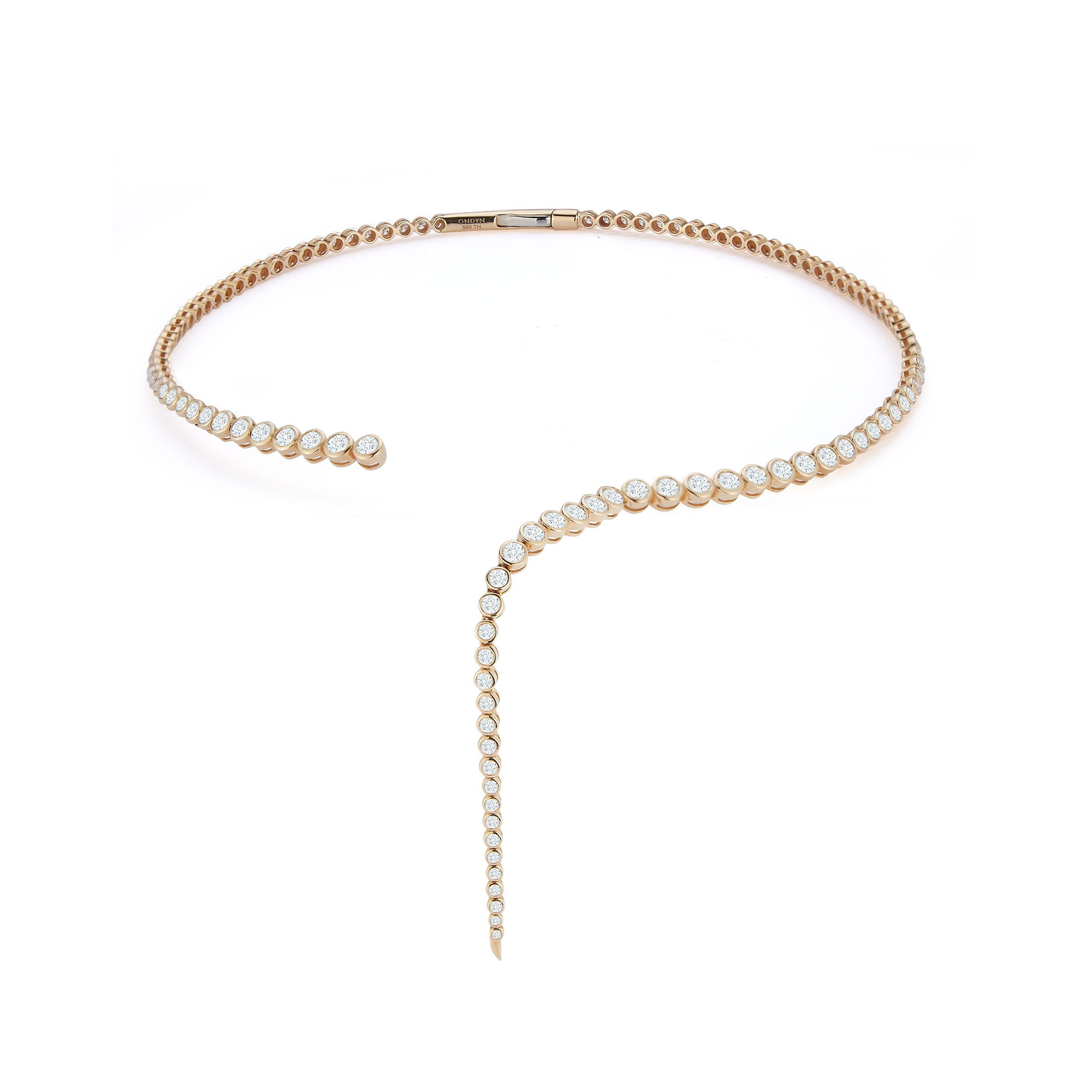 Imperial Wavelength Collar Necklace with White Diamonds in 18kt Yellow Gold