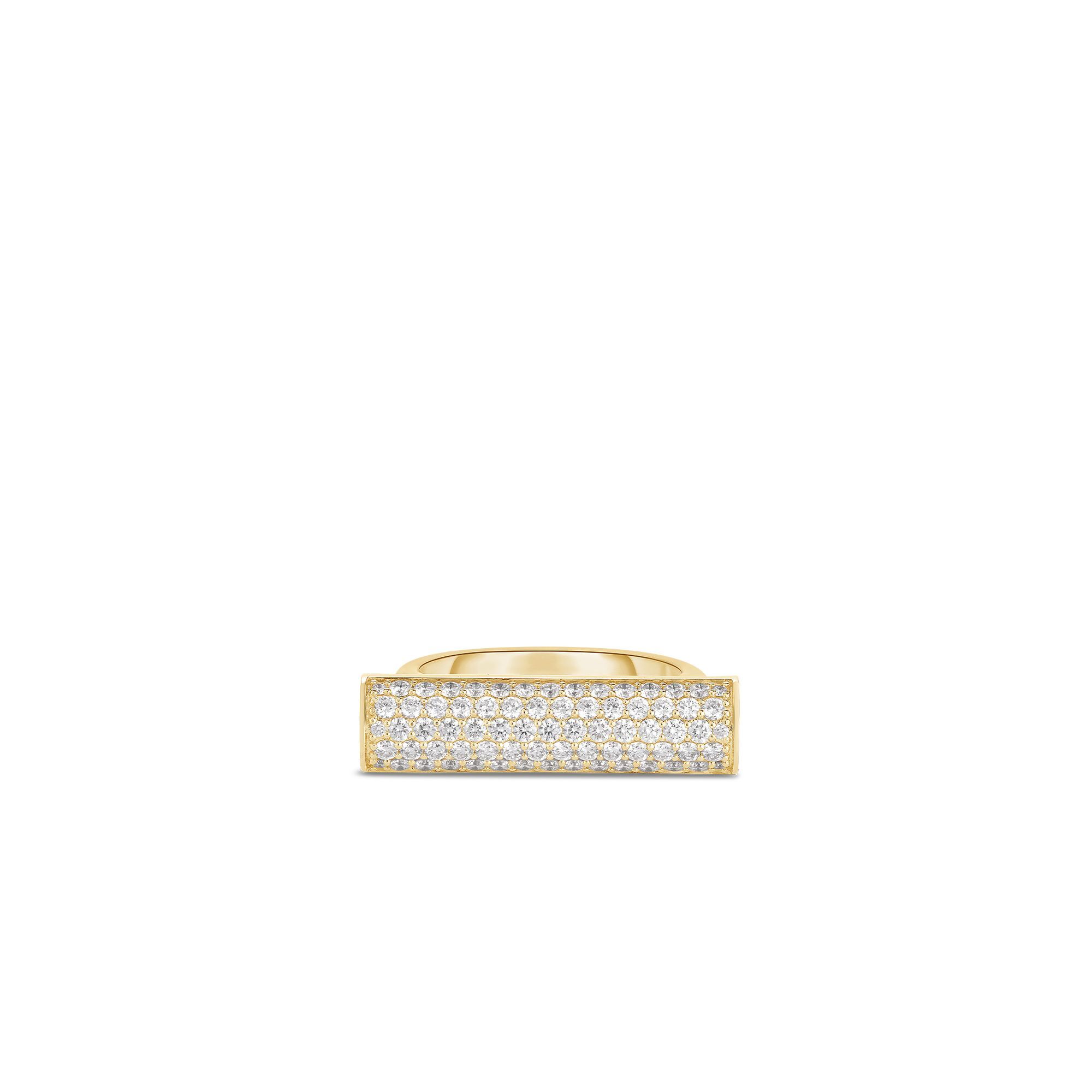 Domino Ring with Pave White Diamonds in 18kt Yellow Gold