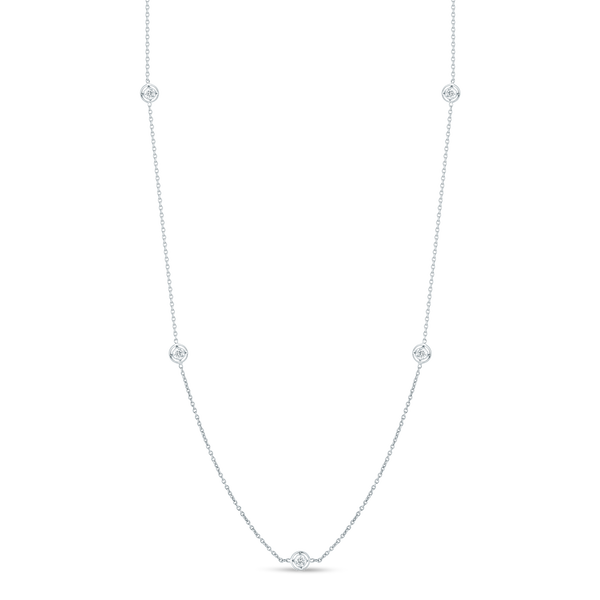 Closeup photo of Diamonds by the Inch 7 Station Necklace in 18kt White Gold