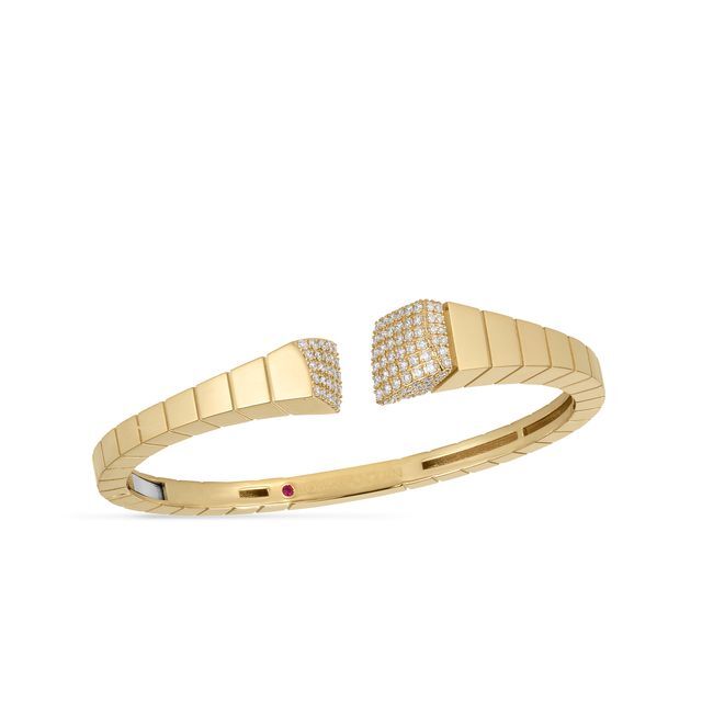 Sauvage Prive Bangle Bracelet with Pave White Diamonds in 18kt Yellow Gold