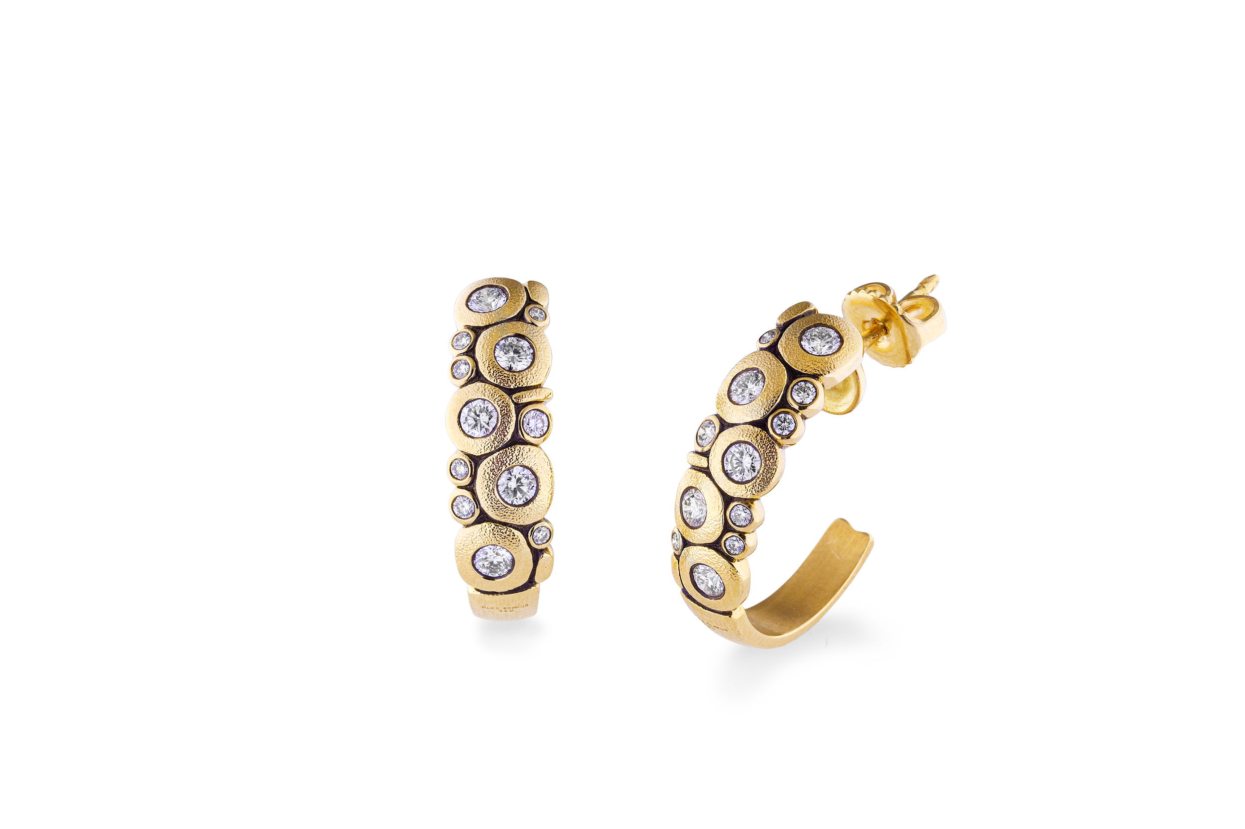 Candy Larger Hoop Earrings with White Diamonds in 18kt Yellow Gold