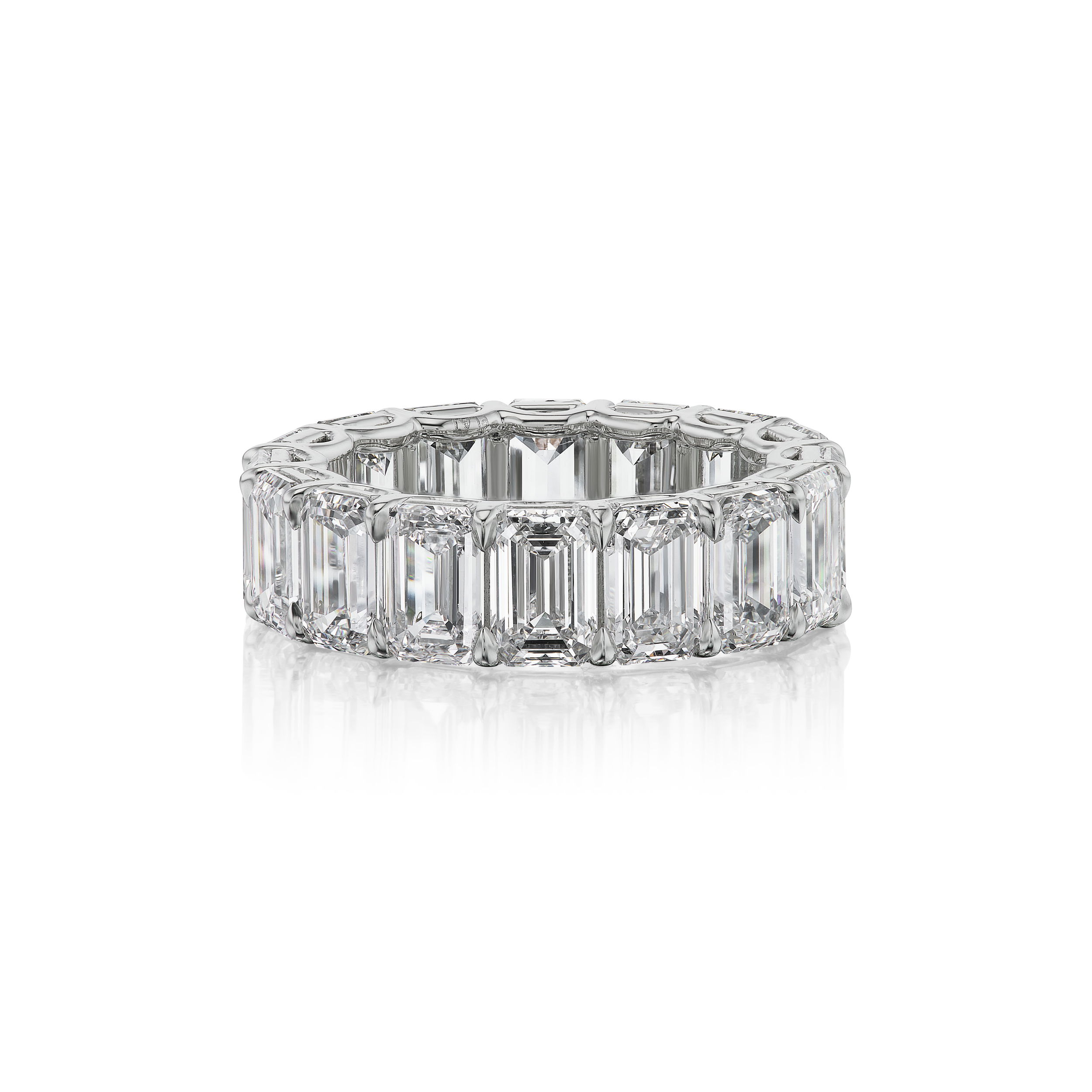 Eternity Band Ring with 10.78ctw Emerald Cut White Diamonds in 18kt White Gold