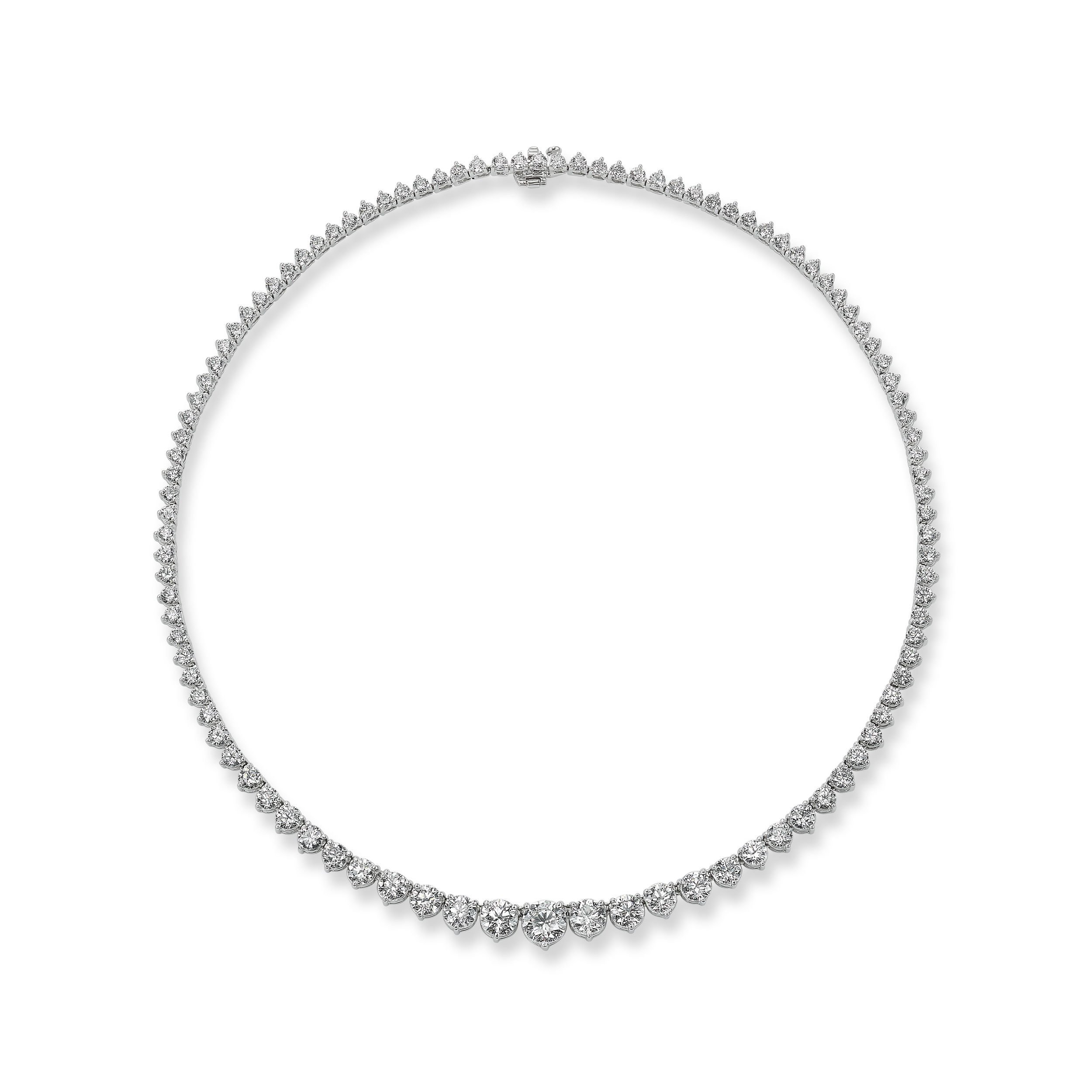 Graduated Riviera 20.26ctw White Diamond Necklace in 18kt White Gold