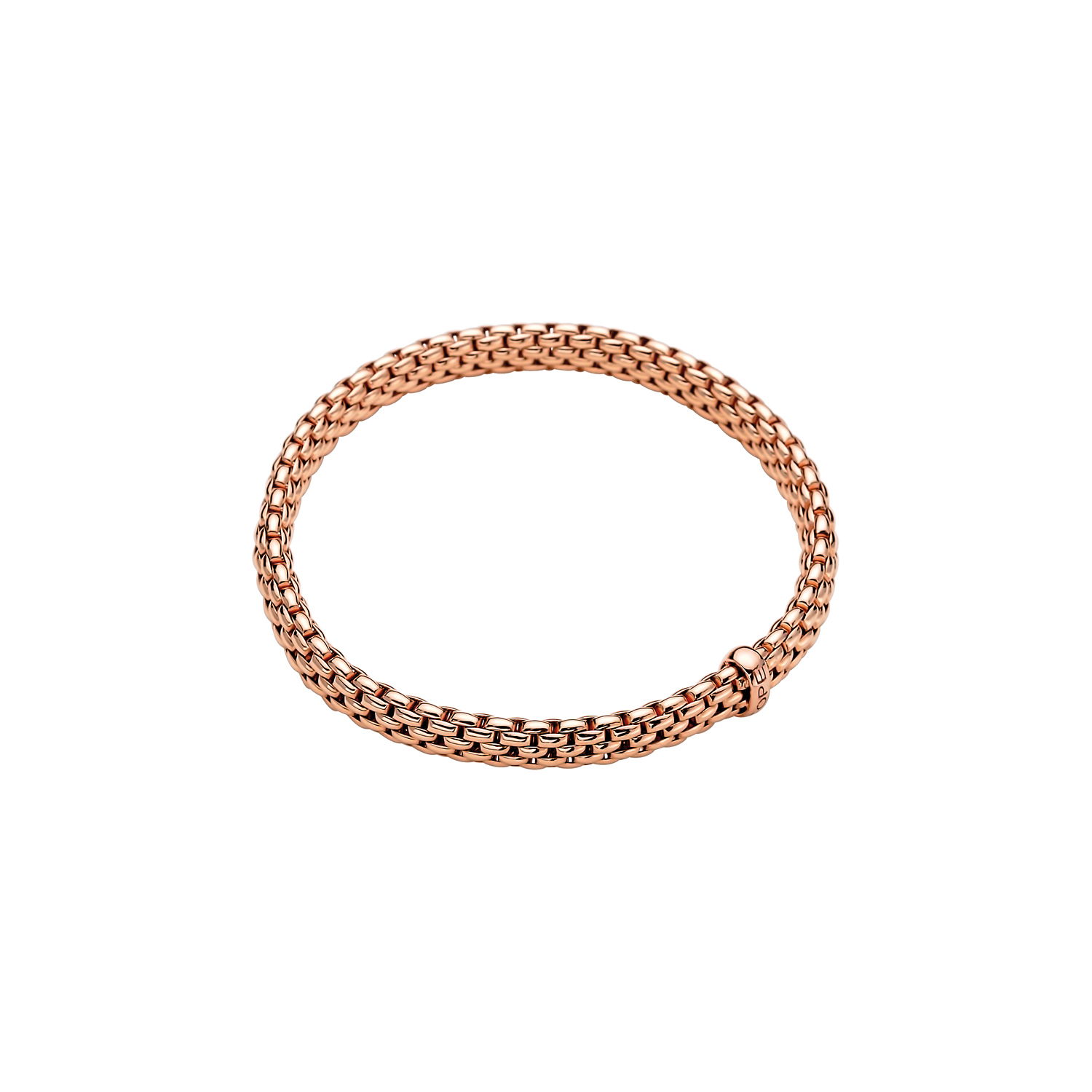 Vendome Flex'It Bracelet in 18kt Rose Gold with Rose Gold Element by FOPE. This is an all gold bracelet with no diamonds - The bracelet measures 6.9mm wide by 4.3mm deep and is a size medium, 17cm or 6.69 inches internal circumference. Vendome Bracelet in 18kt Rose Gold with Rose Gold Element- 6.9mm - Size M