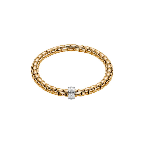 Closeup photo of Eka Bracelet in 18kt Yellow Gold with White Gold Element - 6.3mm - Size XS