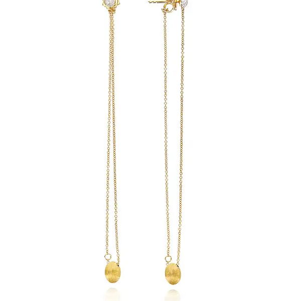 Closeup photo of Dancing in the Rain Elite Luce 2 Way Earrings with Diamonds in 18kt Yellow Gold