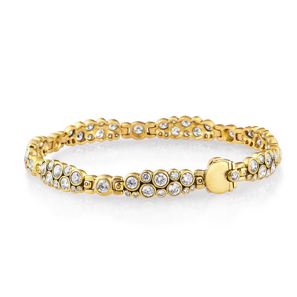 Closeup photo of White Bracelet with White Diamonds in 18kt Yellow Gold