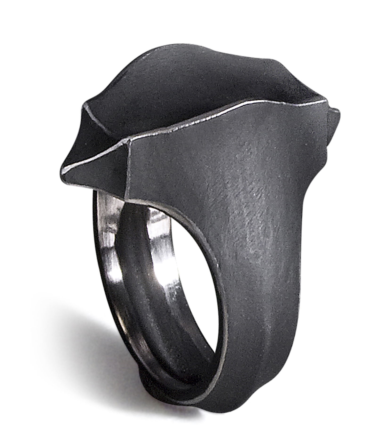 Mr Graham Spear Double Pointed Ring in Black Chrome