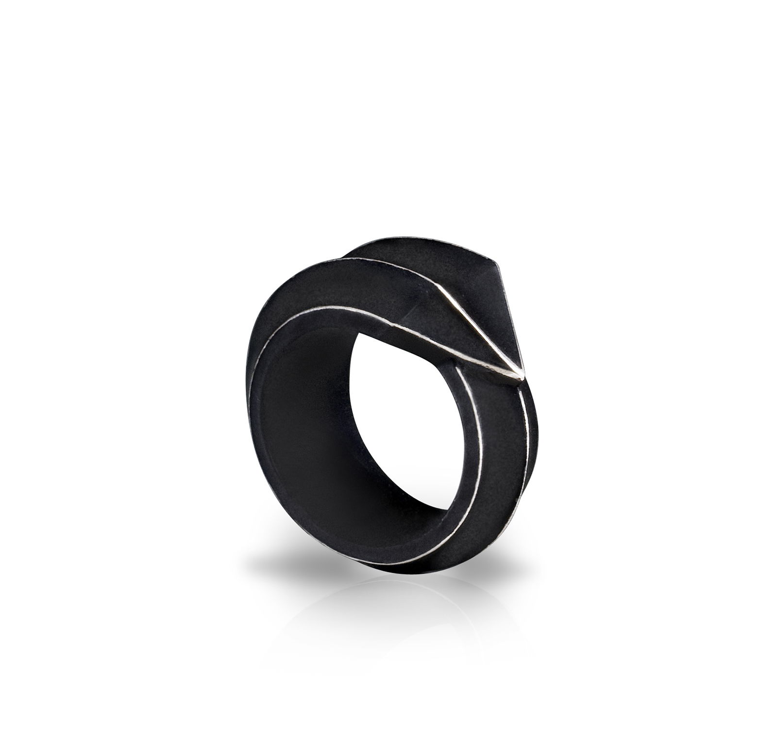 Mr Graham Spear Pointed Ring in Black Chrome