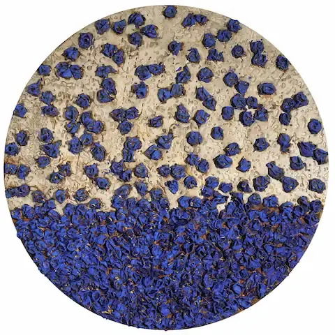 Royal Blooms - Cement and Pigment on Wood Panel - 48 inches round Royal Blooms