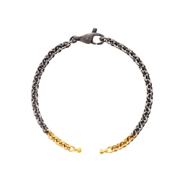 Vario Bracelet with Diamond in Sterling Silver and 18kt Yellow Gold with Lobster Clasp