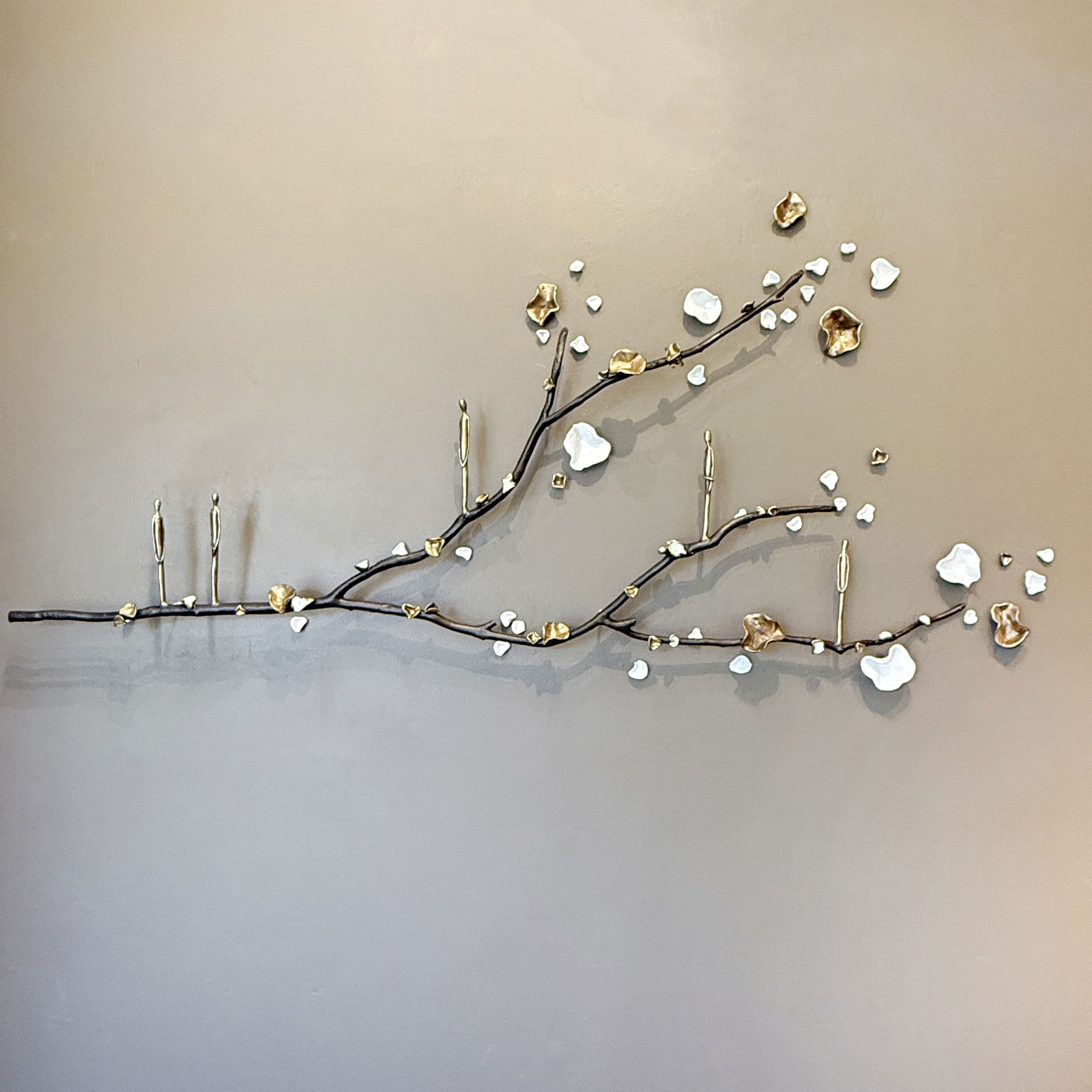 Grafted to the Wildflowers 2 by Jennyfer Stratman - Bronze, resin and enamel measuring 26 x 42 x 2 inches. Grafted to the Wildflowers 2