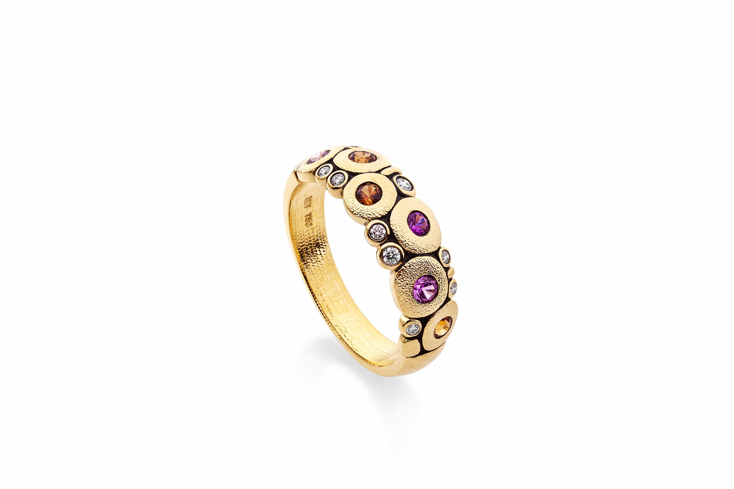 Candy Ring with Pink and Orange Sapphires in 18kt Yellow Gold