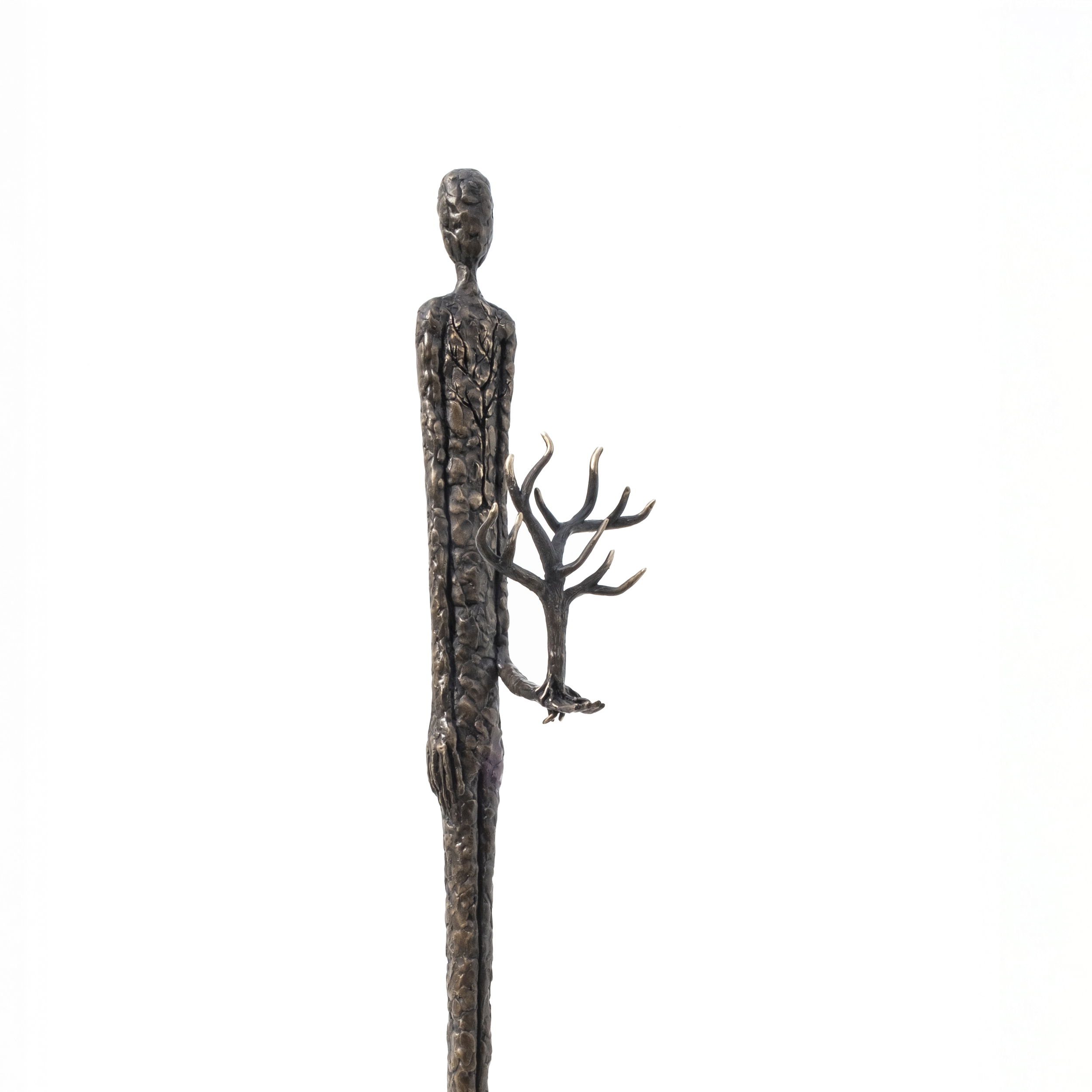 Giving Tree - Maquette 20/35 by Jennyfer Stratman - Bronze and Sassafras - 29 by 6 by 6 inches. Giving Tree - Maquette 20/35