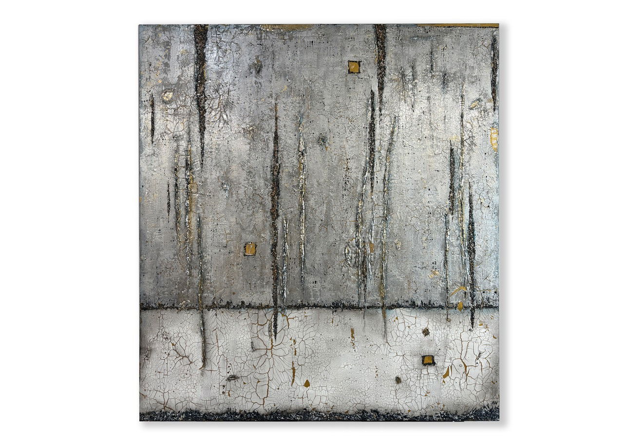 Bliss by Adrienne Wannamaker - Acrylic textures on wood canvas with resin - 60 by 54 by 2.5 inches Bliss