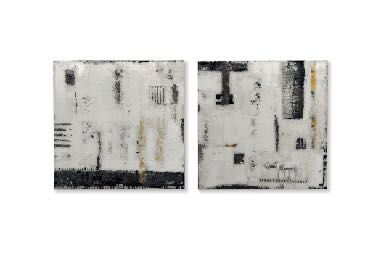 Neutre VII by Adrienne Wannamaker - Acrylic textures on wood canvas with resin - 18 by 18 by 2.5 inches Neutre VII