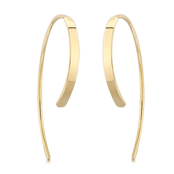 Closeup photo of Flat Sweep Hook Earring in 14kt Yellow Gold