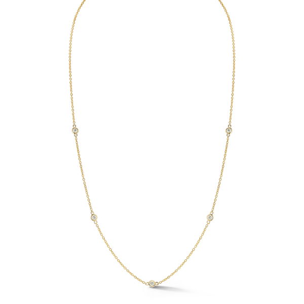 Closeup photo of Diamonds by the Yard 0.50ctw Five White Diamond Necklace in 14kt Yellow Gold