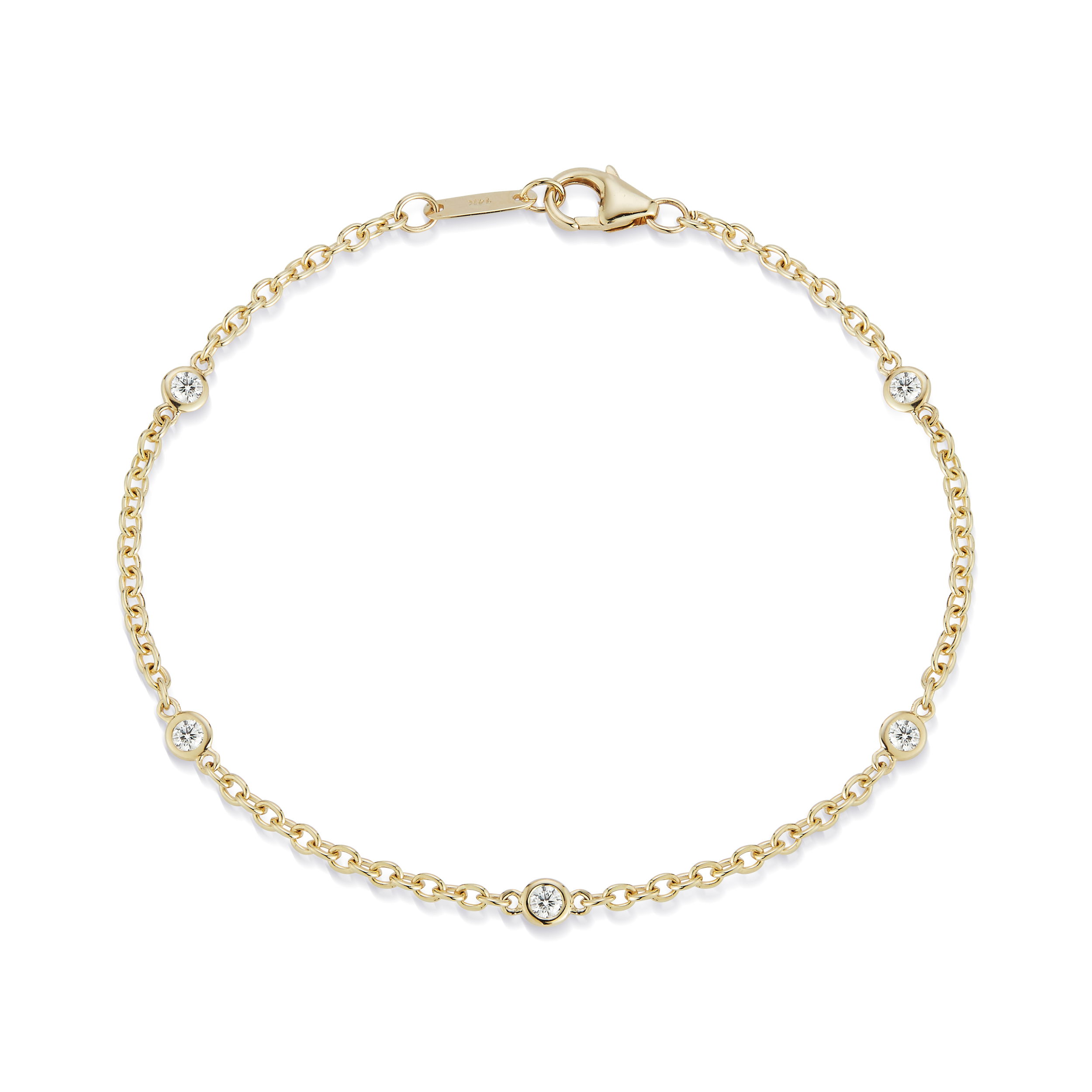 Diamonds by the Yard 0.25ctw Five Round White Diamond Bracelet in 14kt Yellow Gold