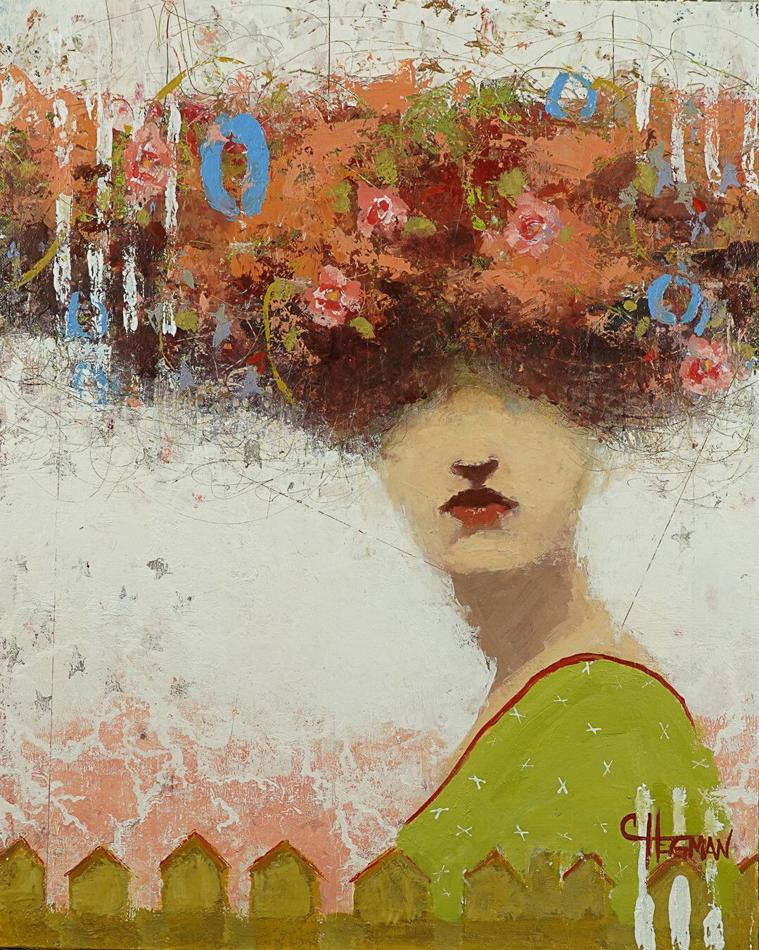 HomeMakers III by Cathy Hegman - Oil on canvas over wood panel - 20 inches by 16 inches HomeMakers III