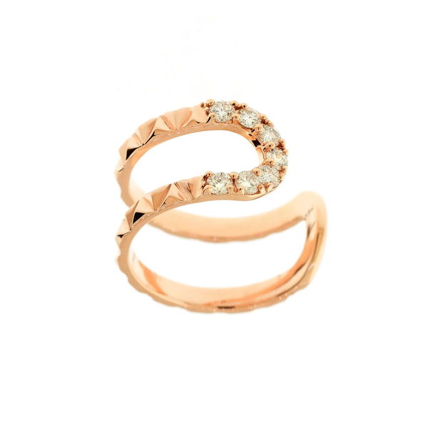 Closeup photo of Connect Smaller Open Shank Ring with White Diamonds in 18kt Rose Gold - Size 7