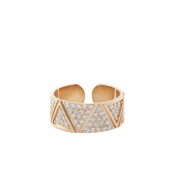 Closeup photo of Elixir Ring with Full Pave White Diamonds in 18kt Rose Gold - Size 8