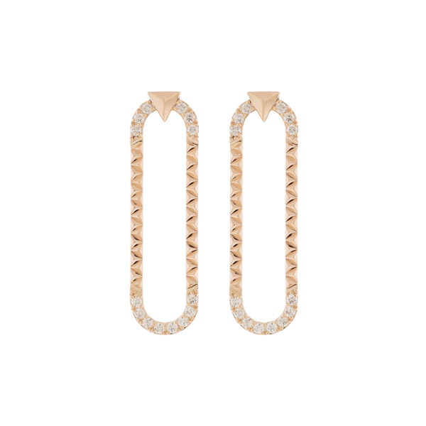 Closeup photo of Energy Drop Earrings with White Diamonds in 18kt Rose Gold