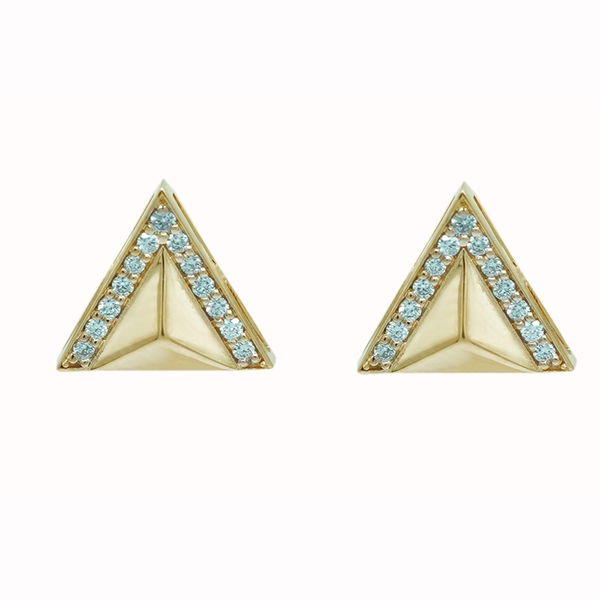 Closeup photo of Rising Stud Earrings with White Diamonds in 18kt Rose Gold