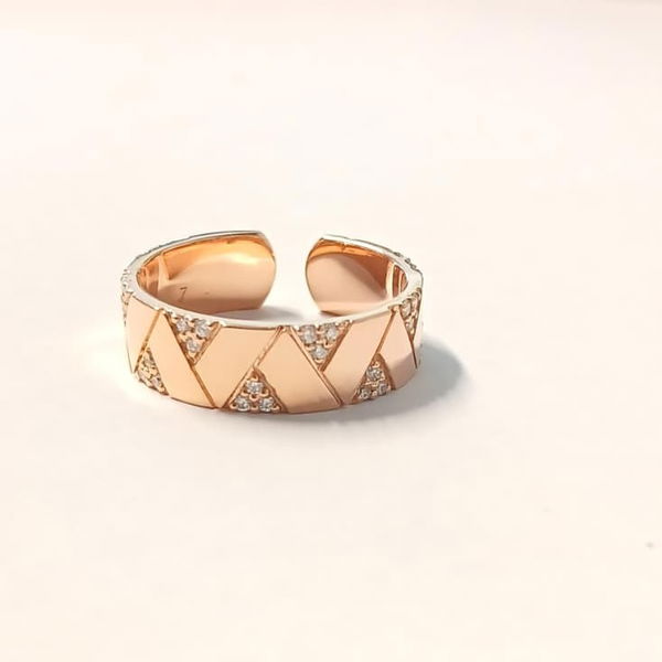 Closeup photo of Elixir Ring with Partial Pave White Diamonds in 18kt Rose Gold - Size 7