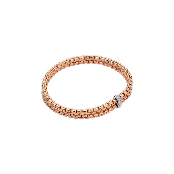 Closeup photo of Eka Double Layer Bracelet with 1 White Diamond Element in 18kt Rose Gold - Size XS